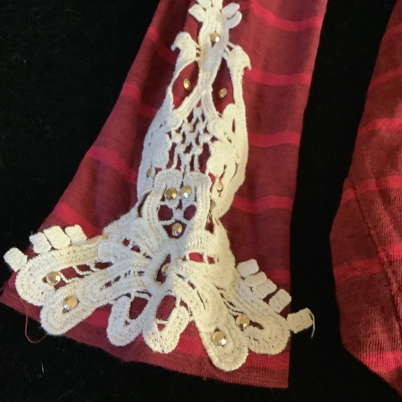 Eye Candy Red Stripe Jersey Tee w/ Cream Lace 3X - Picture 3 of 7